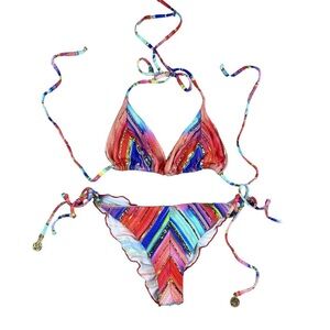 Luli Fama Designer Rainbow Metallic Bikini 💙